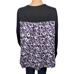 Lane Bryant Women's Black Long Sleeve Floral Purple/Grey Pattern Back Size 18/20
